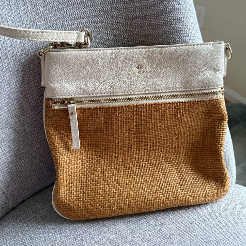 Kate Spade White and Rattan Crossbody